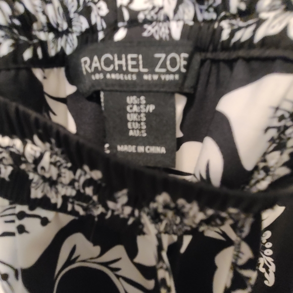 Rachel Zoe Black and White Floral Wide Leg Pants - Picture 8 of 10